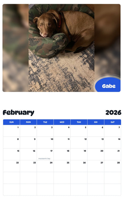 October 2025 - September 2026 Gabe - Pawidols Pet Calendar