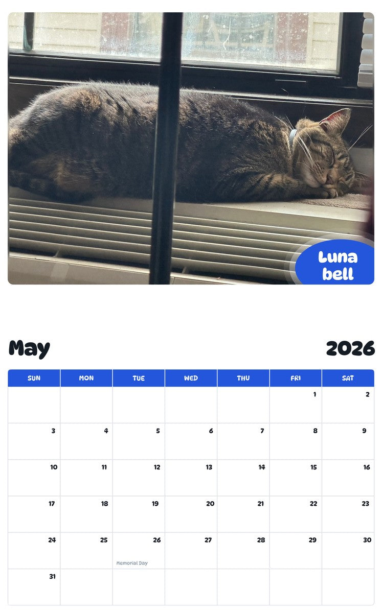 2026 - 2027 Luna bell - Pawidols Pet Calendar