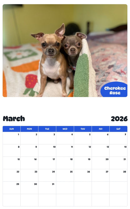 November 2025 - October 2026 Cherokee Rose - Pawidols Pet Calendar