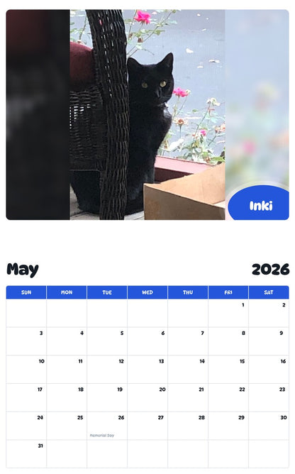 2026 - 2027 Inki - Pawidols Pet Calendar