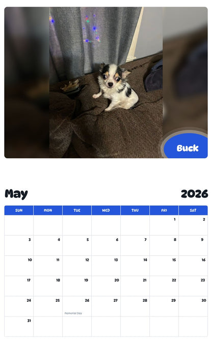 2026 - 2027 Buck - Pawidols Pet Calendar