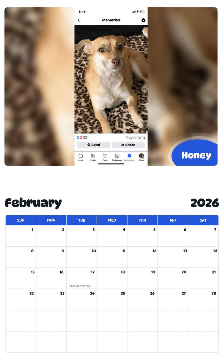 October 2025 - September 2026 Honey - Pawidols Pet Calendar