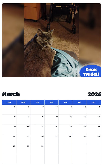November 2025 - October 2026 Knox Trudell - Pawidols Pet Calendar