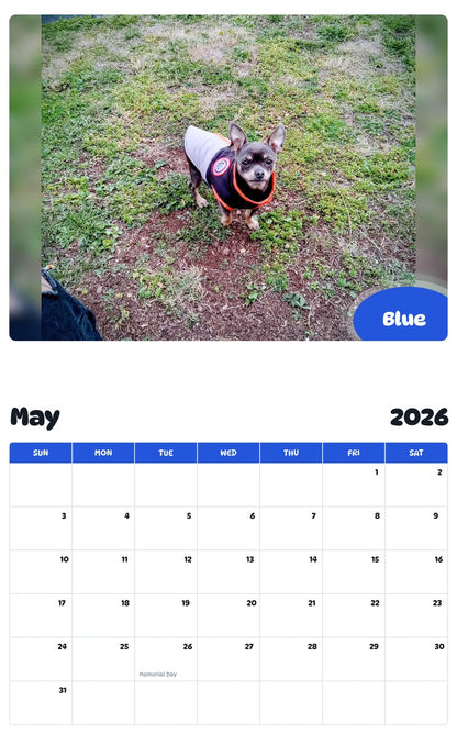 2026 - 2027 Blue - Pawidols Pet Calendar