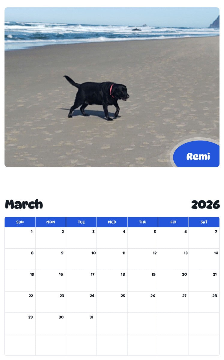 November 2025 - October 2026 Remi - Pawidols Pet Calendar