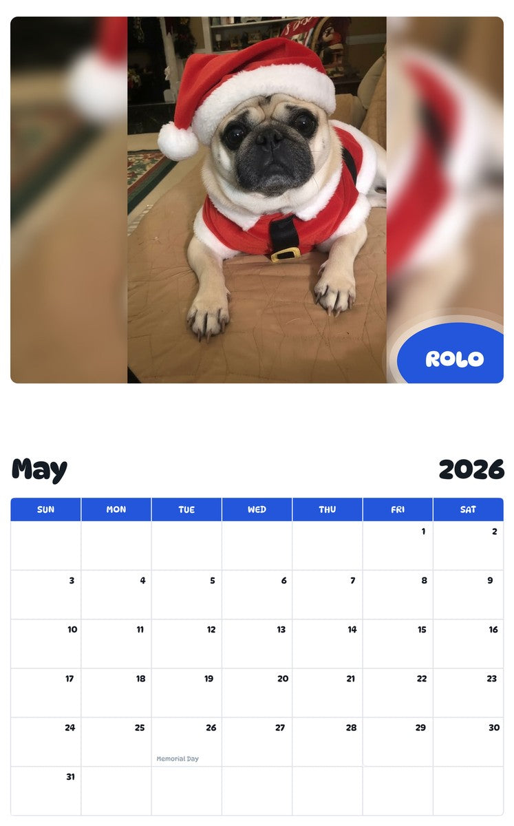 2026 - 2027 ROLO - Pawidols Pet Calendar