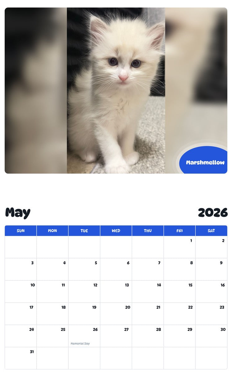 2026 - 2027 Marshmellow - Pawidols Pet Calendar