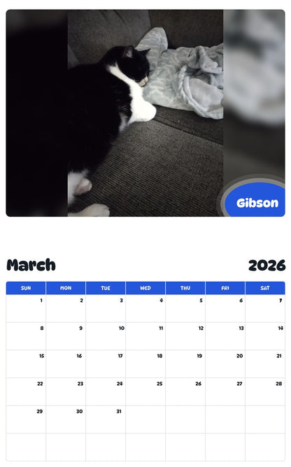 November 2025 - October 2026 Gibson - Pawidols Pet Calendar