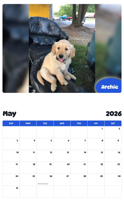 2026 - 2027 Archie - Pawidols Pet Calendar