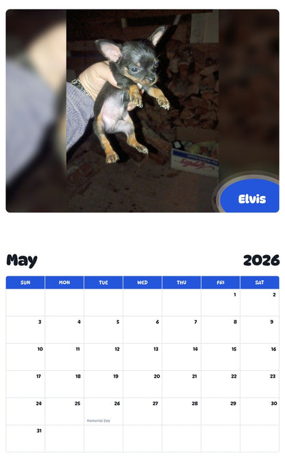 2026 - 2027 Elvis - Pawidols Pet Calendar