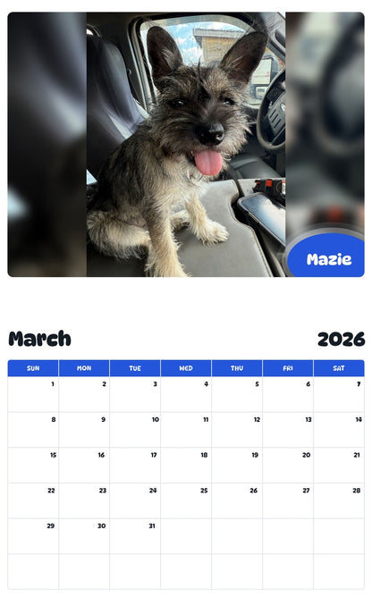 November 2025 - October 2026 Mazie - Pawidols Pet Calendar