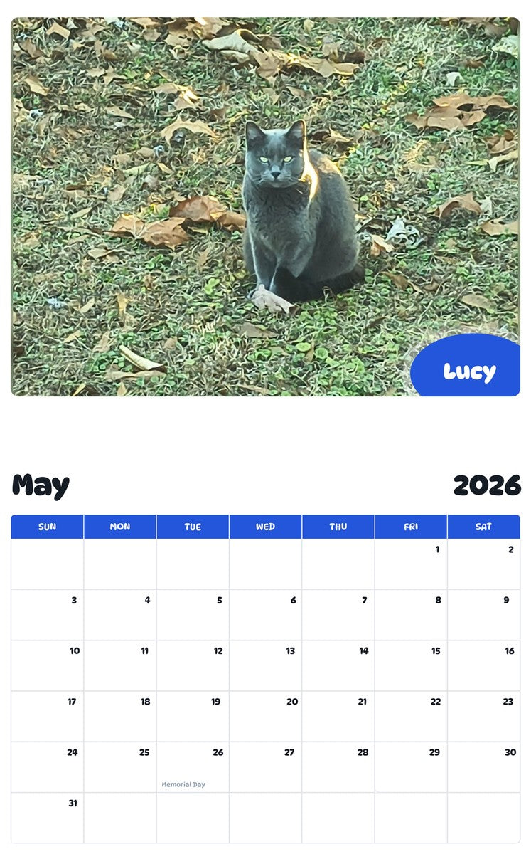 2026 - 2027 Lucy - Pawidols Pet Calendar