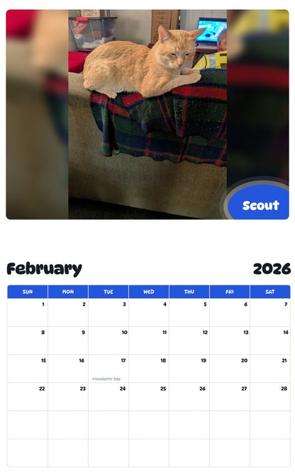 October 2025 - September 2026 Scout - Pawidols Pet Calendar