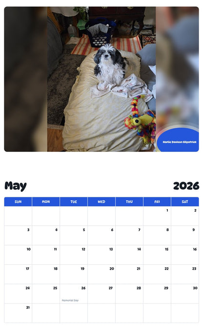 2026 - 2027 Harlie Davison Gilpatrick - Pawidols Pet Calendar