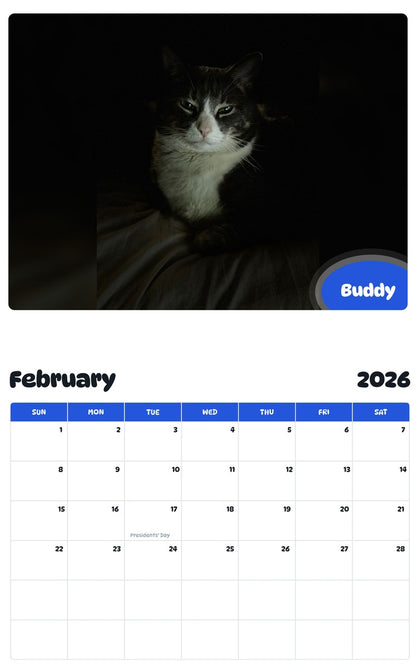 October 2025 - September 2026 Buddy - Pawidols Pet Calendar