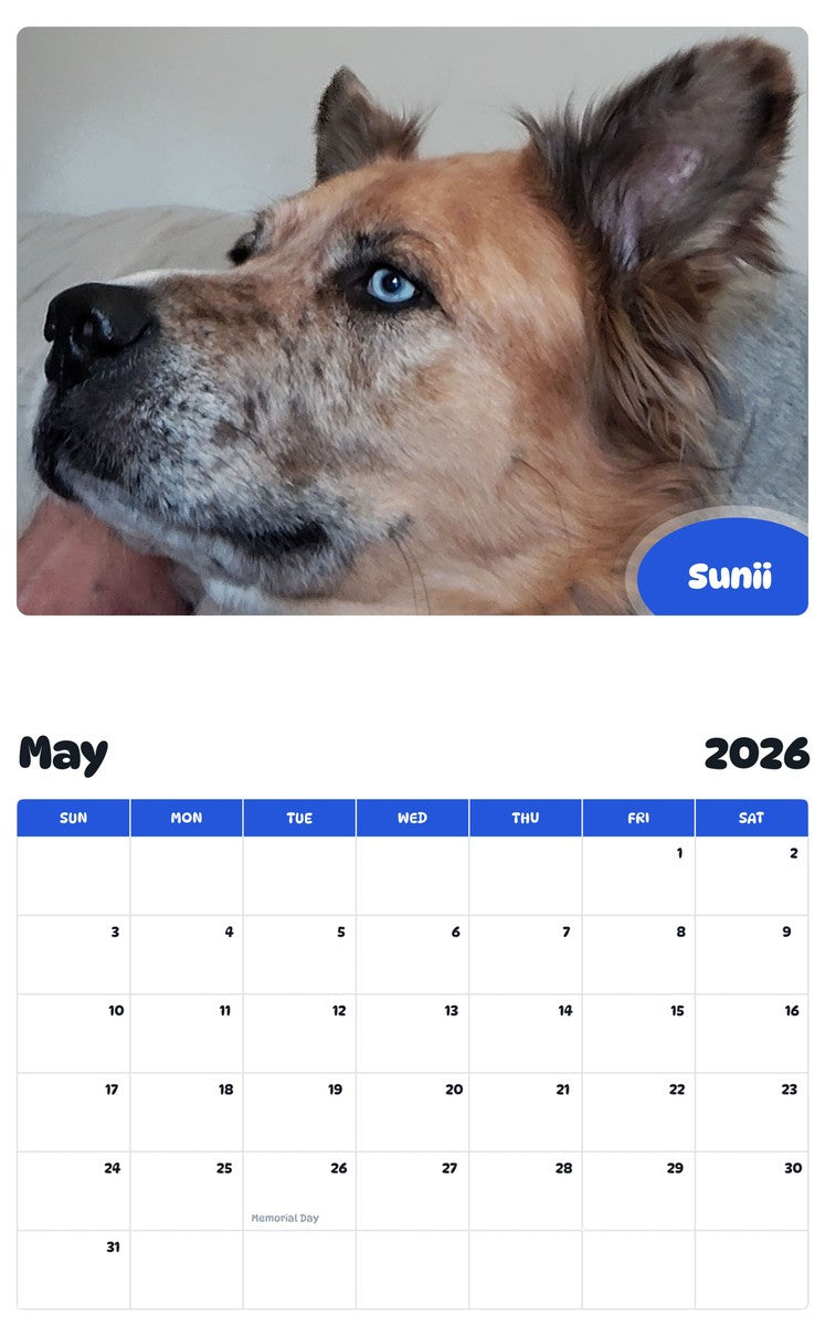 2026 - 2027 Sunii - Pawidols Pet Calendar
