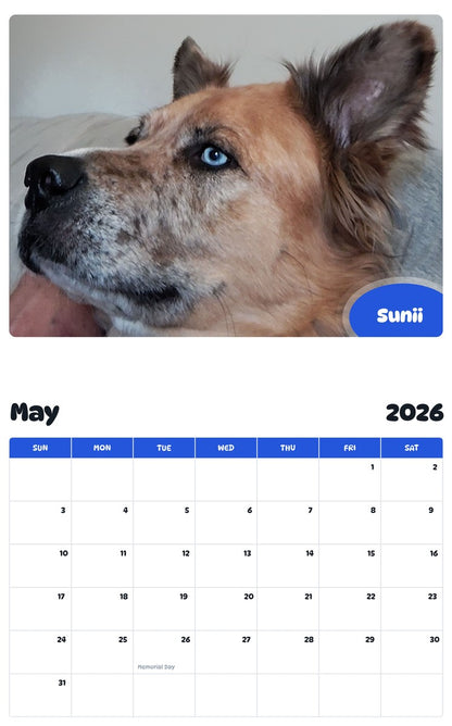 2026 - 2027 Sunii - Pawidols Pet Calendar