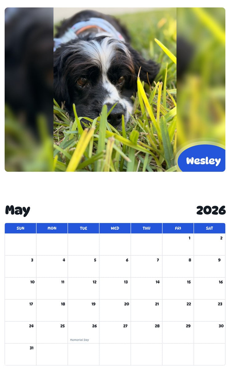 2026 - 2027 Wesley - Pawidols Pet Calendar