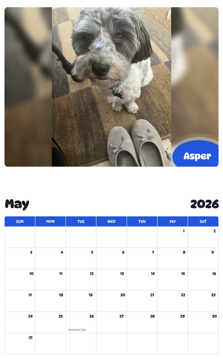 2026 - 2027 Asper - Pawidols Pet Calendar