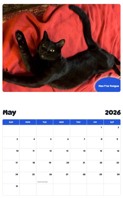 2026 - 2027 Mao T’se Tongue - Pawidols Pet Calendar