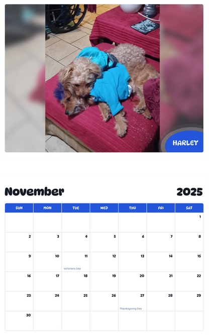 July 2025 - June 2026 Harley - Pawidols Pet Calendar