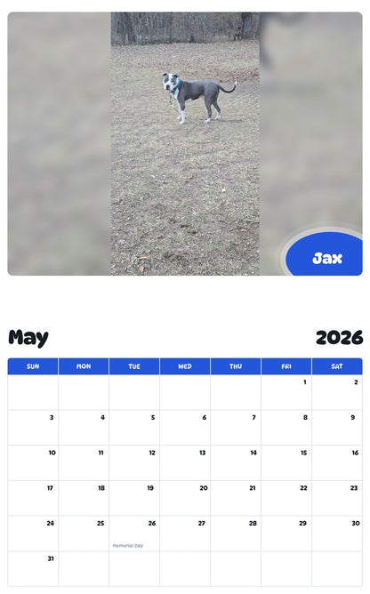 2026 - 2027 Jax - Pawidols Pet Calendar