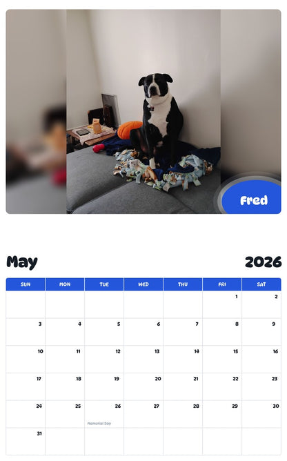 2026 - 2027 Fred - Pawidols Pet Calendar