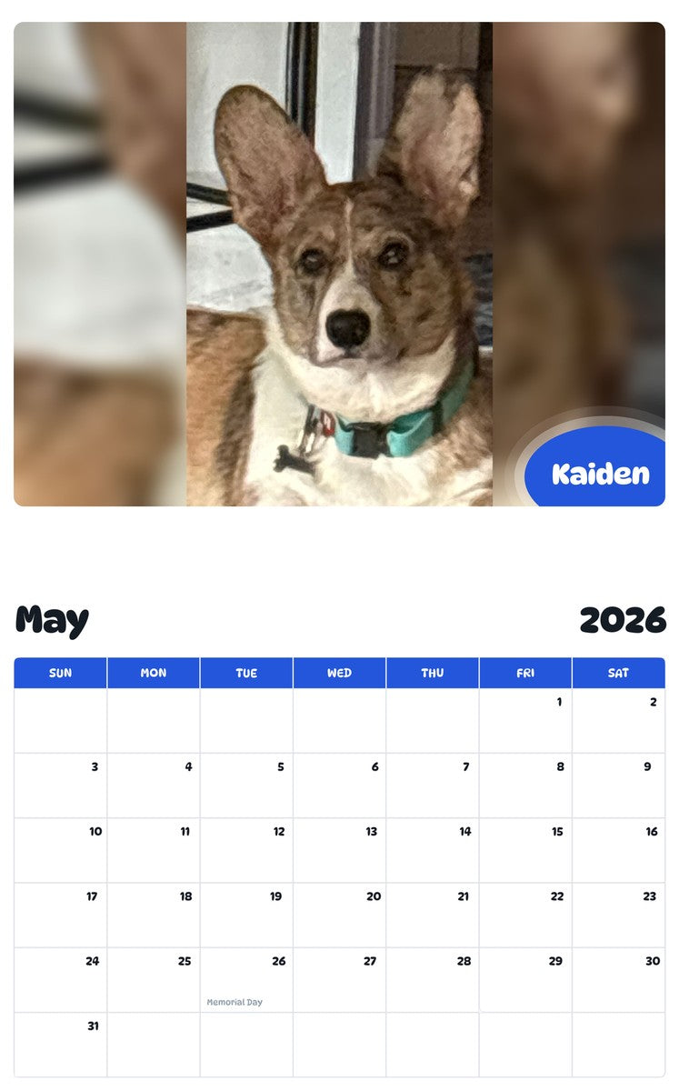 2026 - 2027 Kaiden - Pawidols Pet Calendar