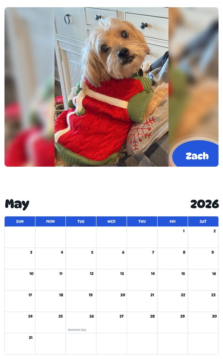 2026 - 2027 Zach - Pawidols Pet Calendar