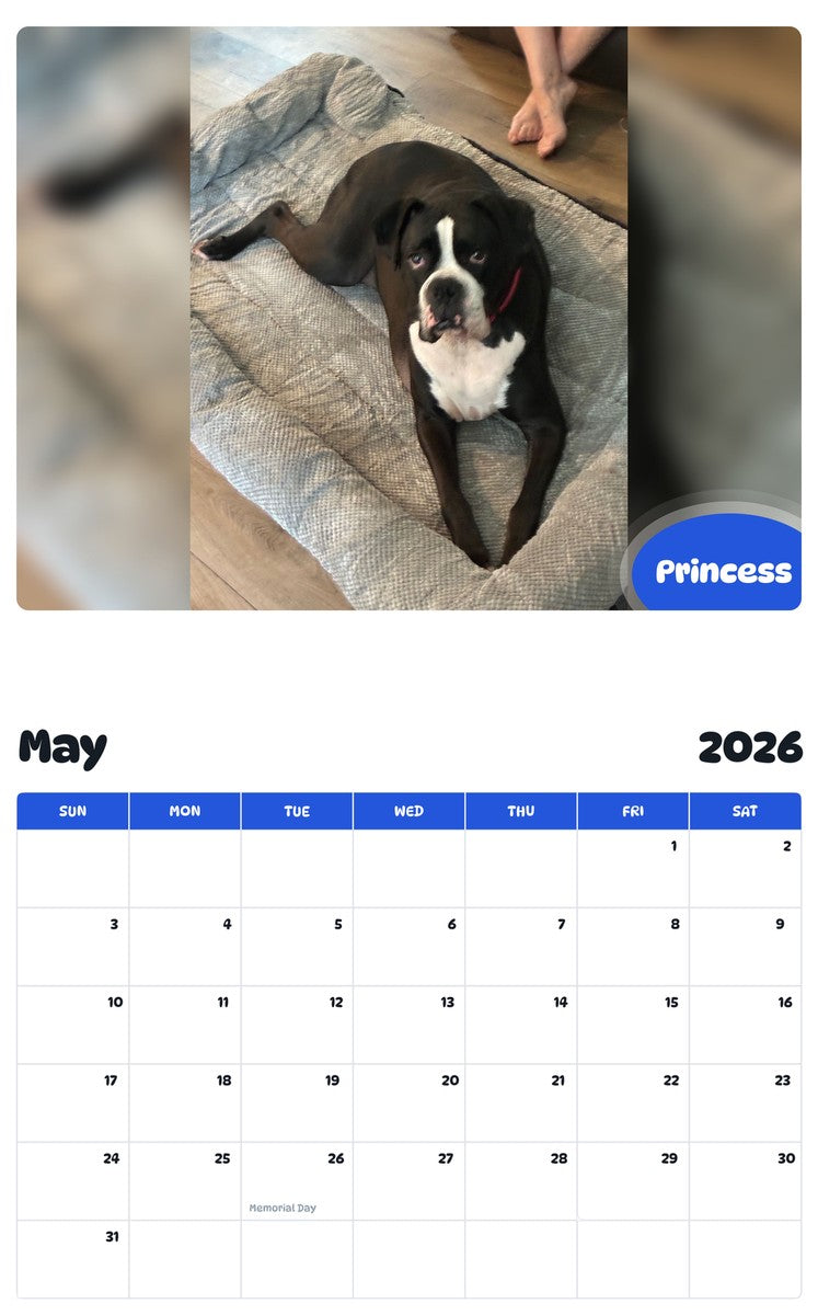 2026 - 2027 Princess - Pawidols Pet Calendar