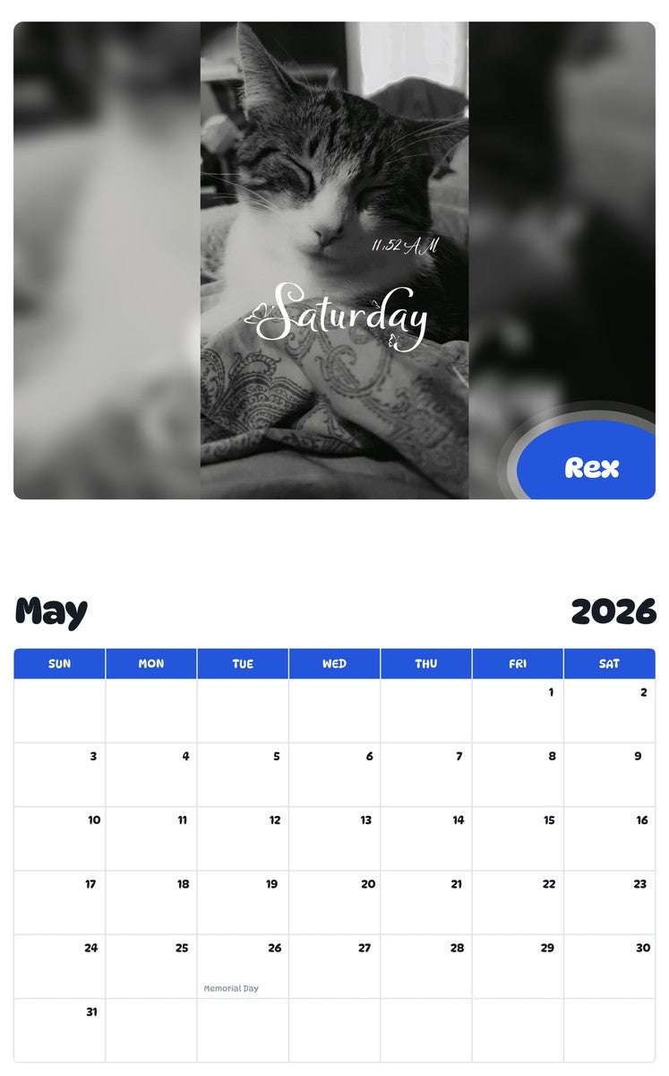 2026 - 2027 Rex - Pawidols Pet Calendar
