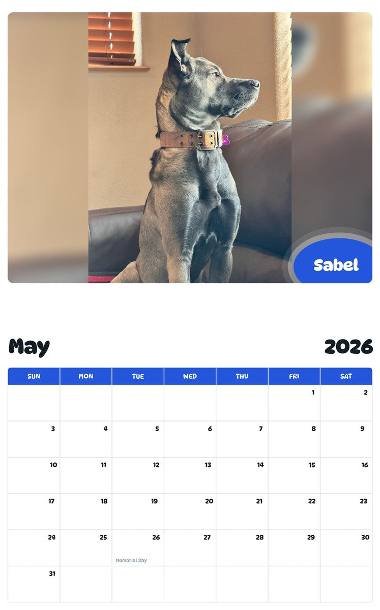 2026 - 2027 Sabel - Pawidols Pet Calendar