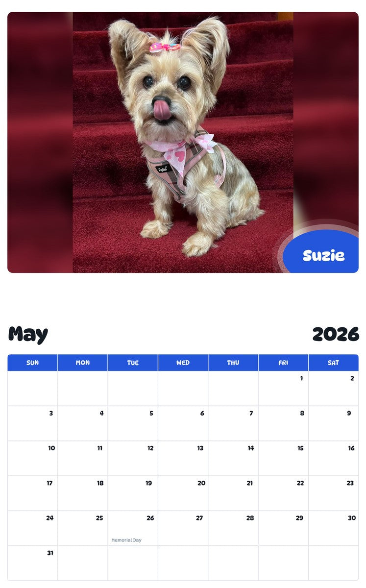 2026 - 2027 Suzie - Pawidols Pet Calendar