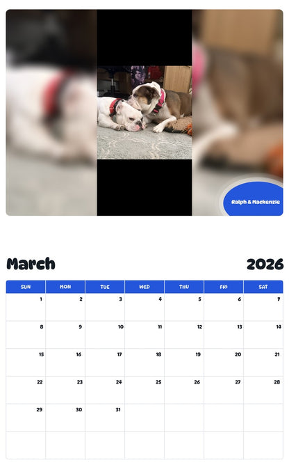 November 2025 - October 2026 Ralph & Mackenzie - Pawidols Pet Calendar