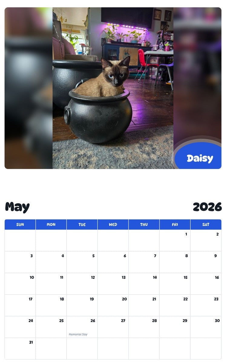 2026 - 2027 Daisy - Pawidols Pet Calendar