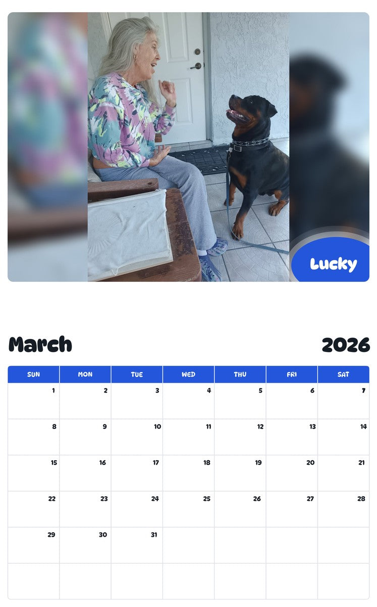 November 2025 - October 2026 Lucky - Pawidols Pet Calendar