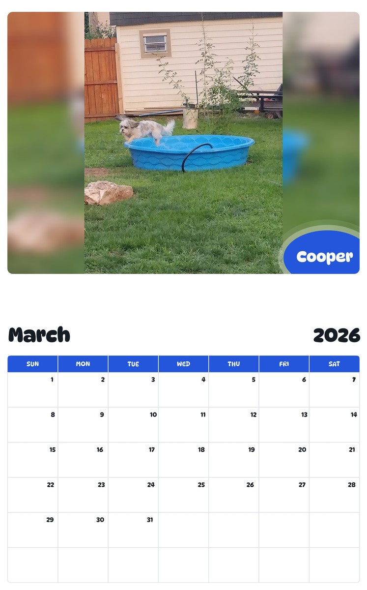 November 2025 - October 2026 Cooper - Pawidols Pet Calendar