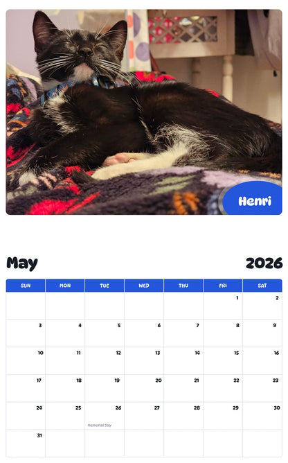 2026 - 2027 Henri - Pawidols Pet Calendar