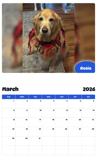 November 2025 - October 2026 Rosie - Pawidols Pet Calendar