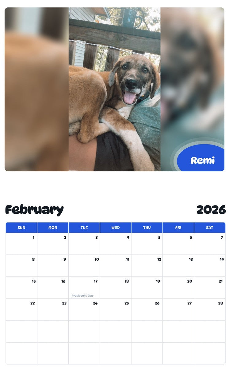 October 2025 - September 2026 Remi - Pawidols Pet Calendar