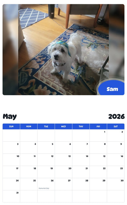 2026 - 2027 Sam - Pawidols Pet Calendar