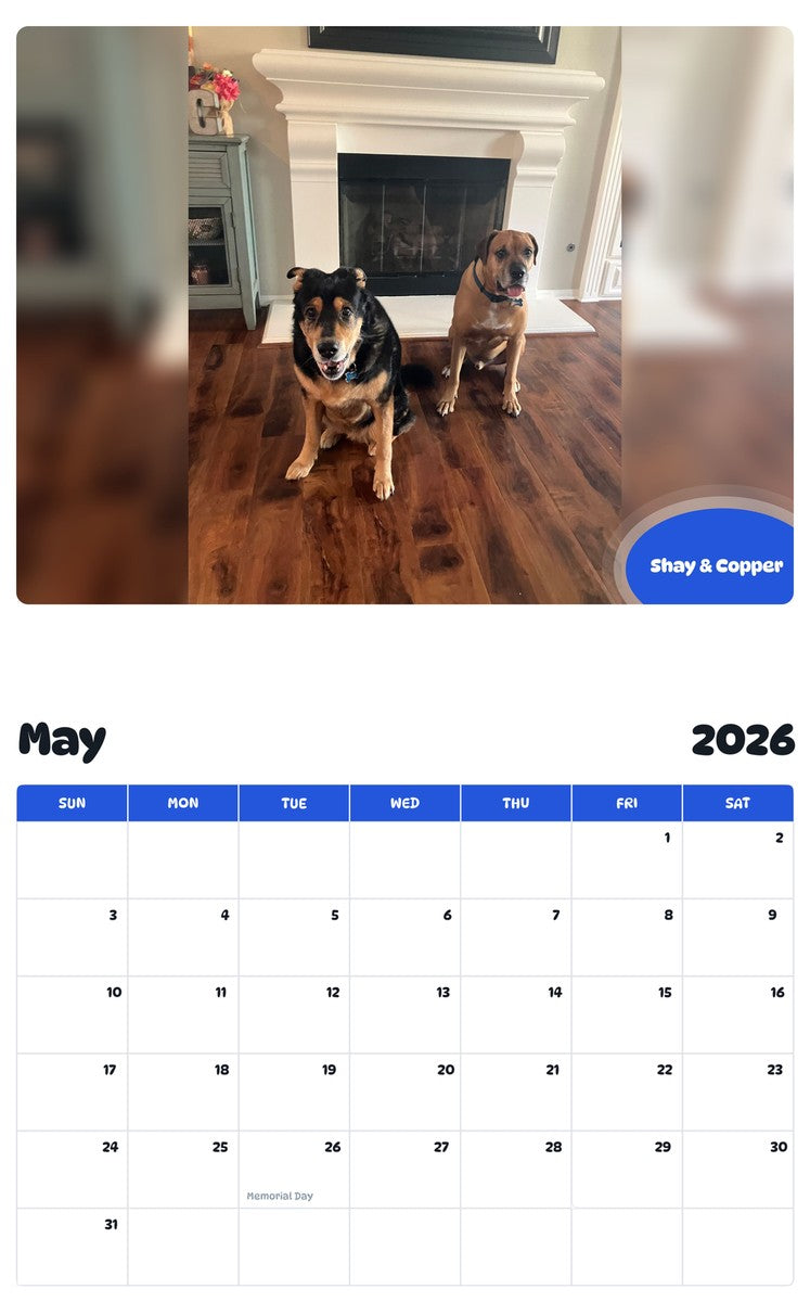 2026 - 2027 Shay & Copper - Pawidols Pet Calendar