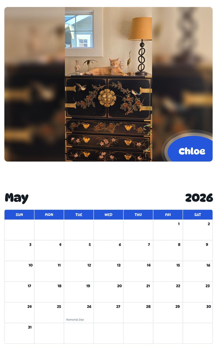 2026 - 2027 Chloe - Pawidols Pet Calendar
