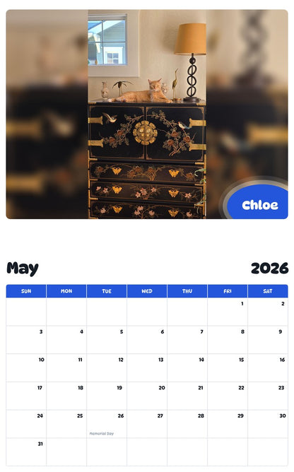 2026 - 2027 Chloe - Pawidols Pet Calendar