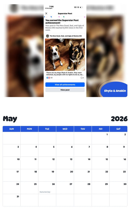 2026 - 2027 Shylo & Anakin - Pawidols Pet Calendar
