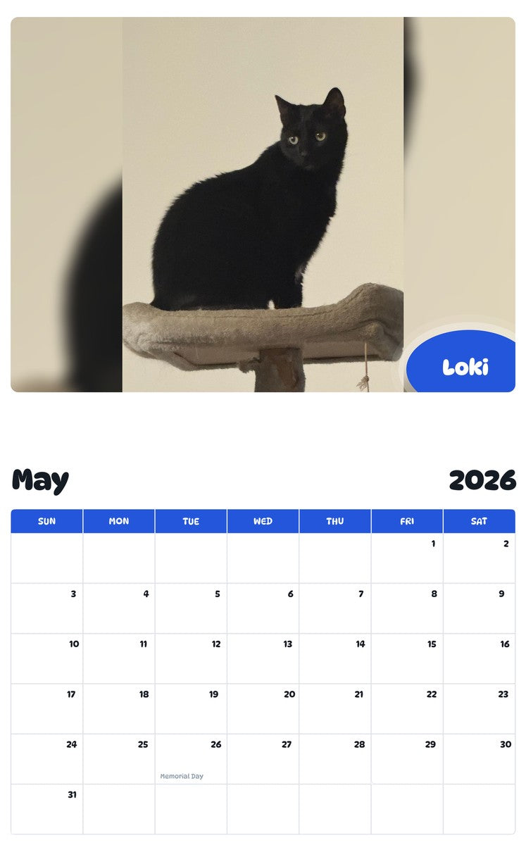 2026 - 2027 Loki - Pawidols Pet Calendar