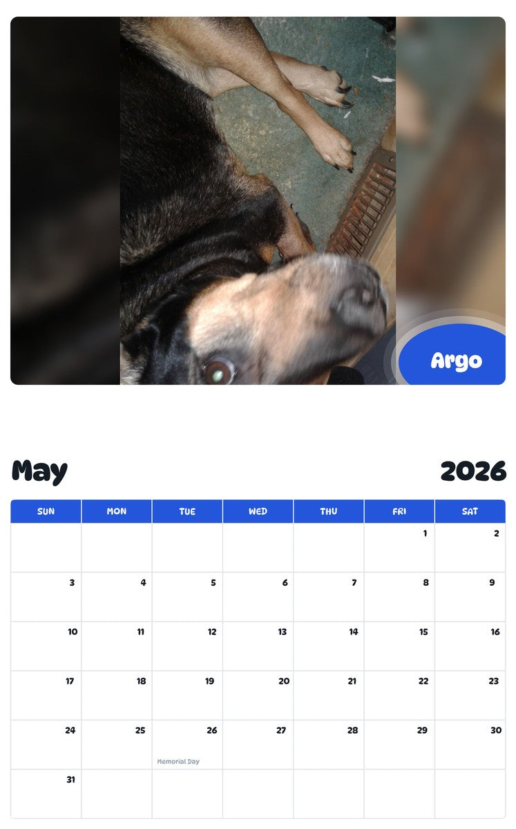 2026 - 2027 Argo - Pawidols Pet Calendar