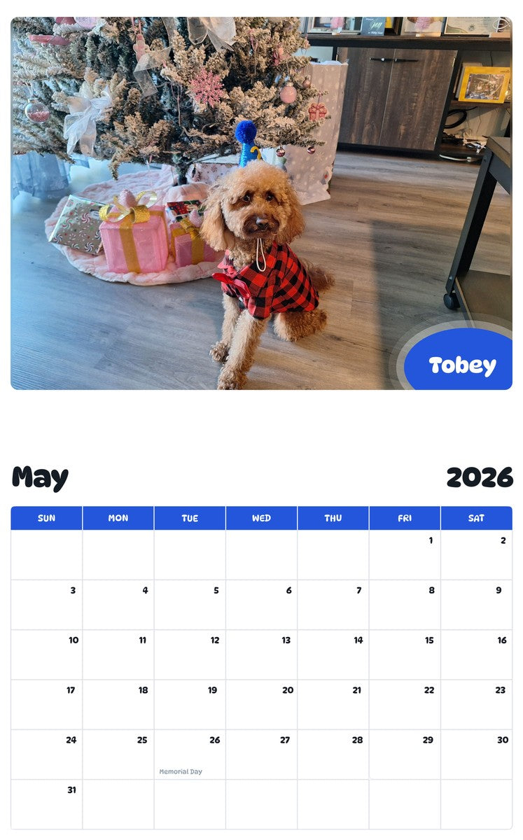 2026 - 2027 Tobey - Pawidols Pet Calendar