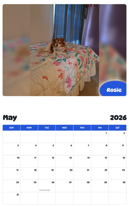 2026 - 2027 Rosie - Pawidols Pet Calendar