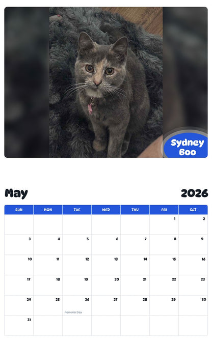 2026 - 2027 Sydney Boo - Pawidols Pet Calendar